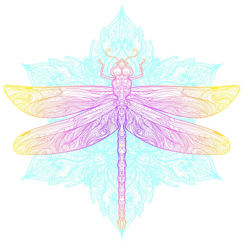 Dragonfly over sacred geometry sign, isolated vector illustration. Tattoo sketch. Mystical symbols and insects. Alchemy, occultism, spirituality, coloring book. Hand-drawn vintage. Dragonfly over sacred geometry sign, isolated vector illustration. Tattoo sketch. Mystical symbols and insects. Alchemy, occultism, spirituality, coloring book. Hand-drawn vintage