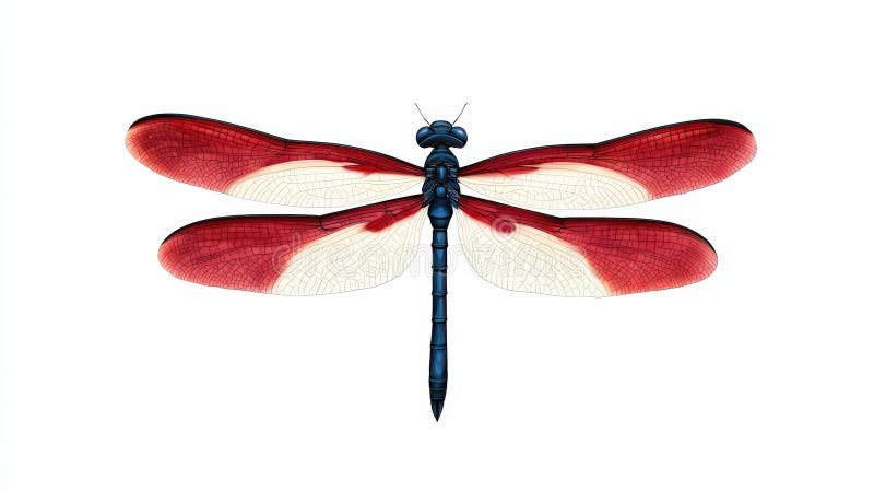 Dragonfly with red and white wings royalty free illustration
