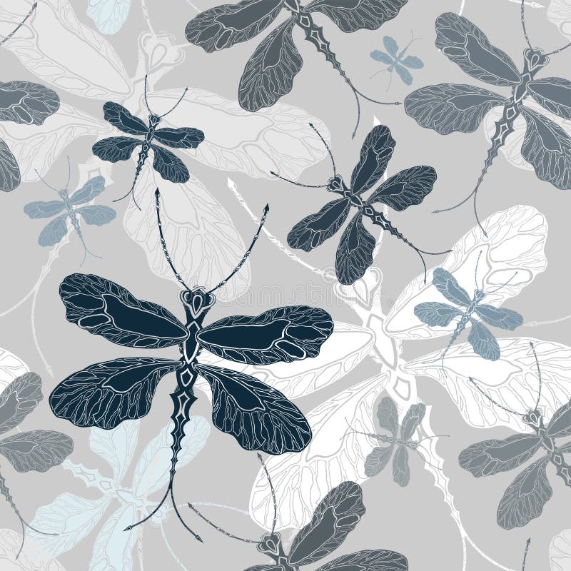 Dragonfly seamless pattern stock illustration