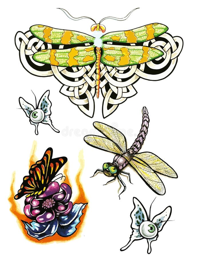 Premium Vector  Collection of silhouettes dragonflies elegant for tattoo  design of illustration