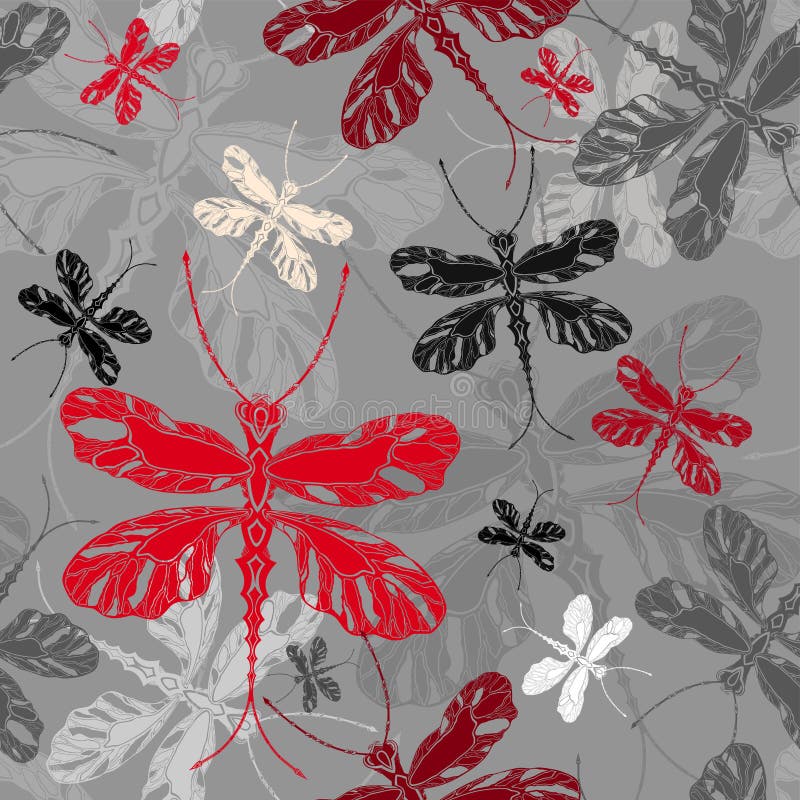 Dragonfly seamless pattern stock illustration