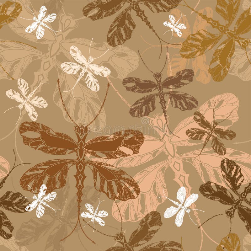 Dragonfly seamless pattern stock illustration