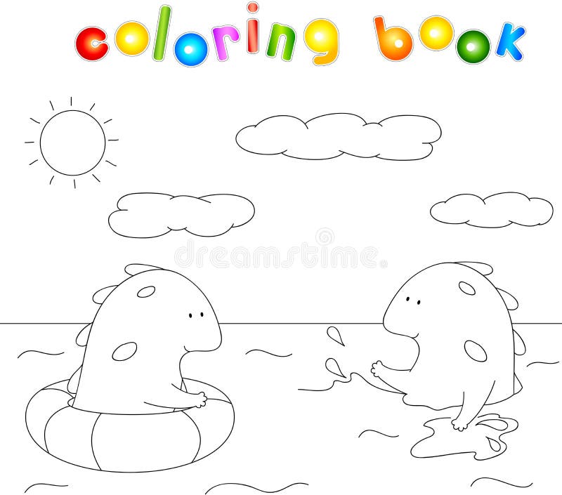 Dragoni imaginari încântători care se despart de monstrul ežne al apei vector illustration