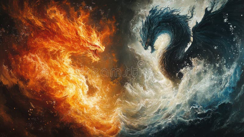 Dragoni pentru foc și apă stock illustration