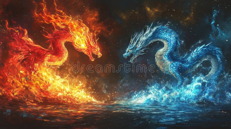 Dragoni pentru foc și apă royalty free illustration
