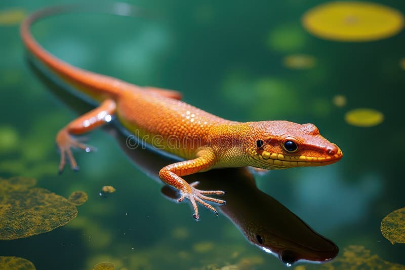 Dragonii de apă prosperând în mediul lor natal. Dragonul Apei Exotice în Habitatul său Natural Generativ de Ai