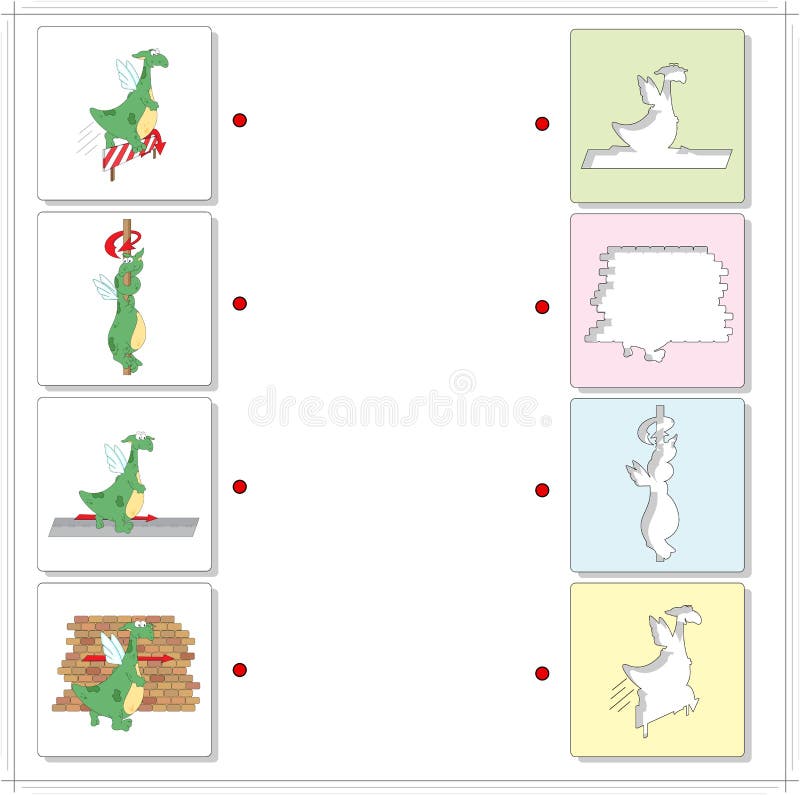 Dragons verts de bande dessinée Jeu éducatif pour des enfants illustration de vecteur Dragons verts de bande dessinée Jeu éducatif pour des enfants illustration de vecteur