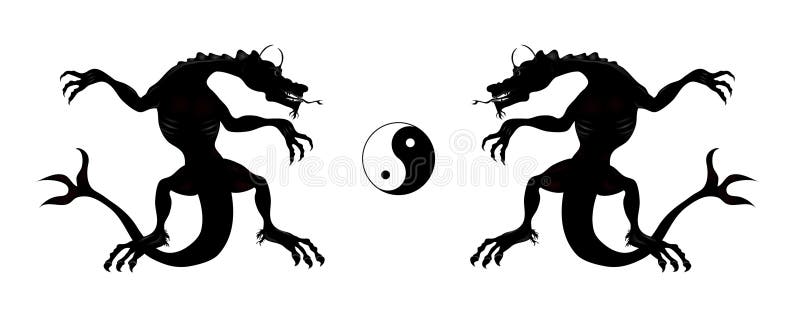 Dragons and Ying Yang stock illustration Dragons and Ying Yang stock illustration
