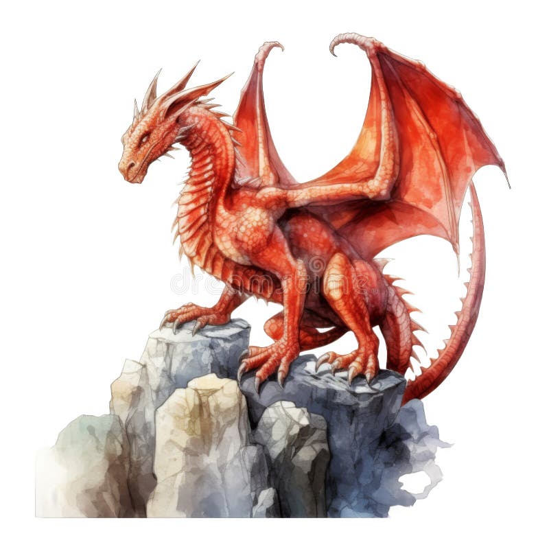 Dragonul roșu periat pe trotuarul pietros stock illustration