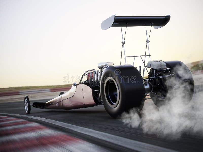Dragster ściga się w dół ślad z burnout ilustracja wektor Dragster ściga się w dół ślad z burnout ilustracja wektor
