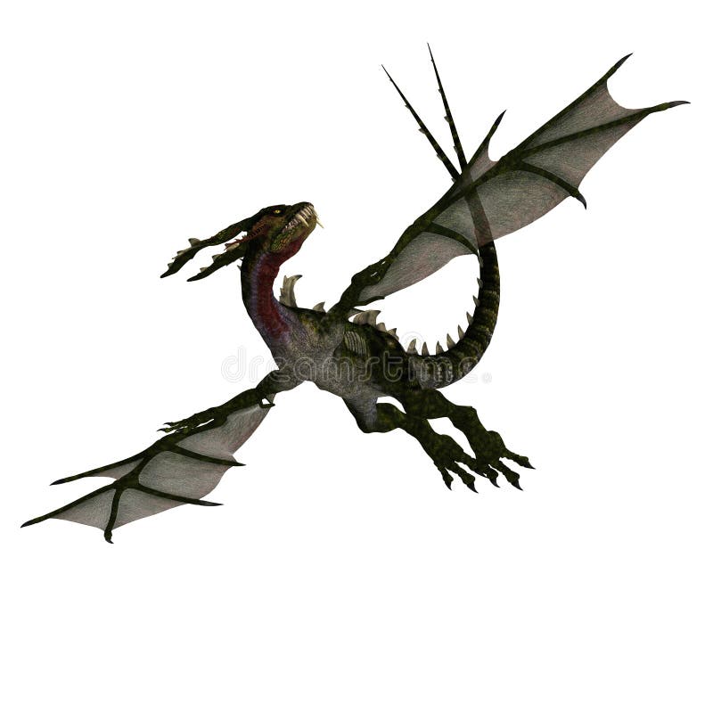 Dragão estarrecente gigante com asas e chifres ilustração stock Dragão estarrecente gigante com asas e chifres ilustração stock
