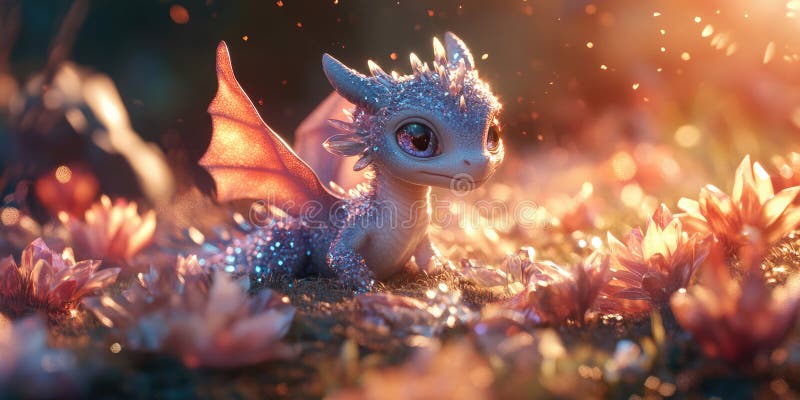 Dragón infantil con ojos deslumbrantes jugando en las estrellas para proyectos de diseño fantásticos, mágicos o encantadores libre illustration