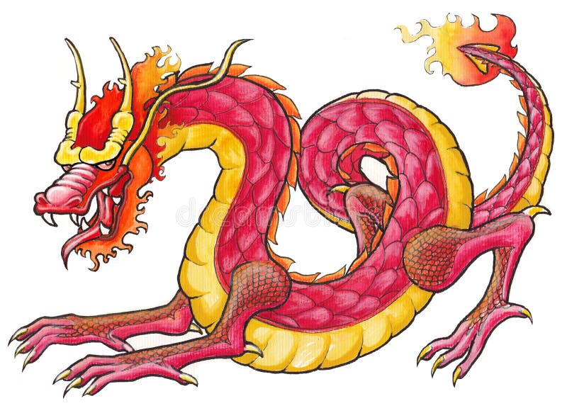 Hand drawn Red Dragon. Original artwork inspired with traditional Chinese and Japanese dragon arts. Hand drawn Red Dragon. Original artwork inspired with traditional Chinese and Japanese dragon arts.