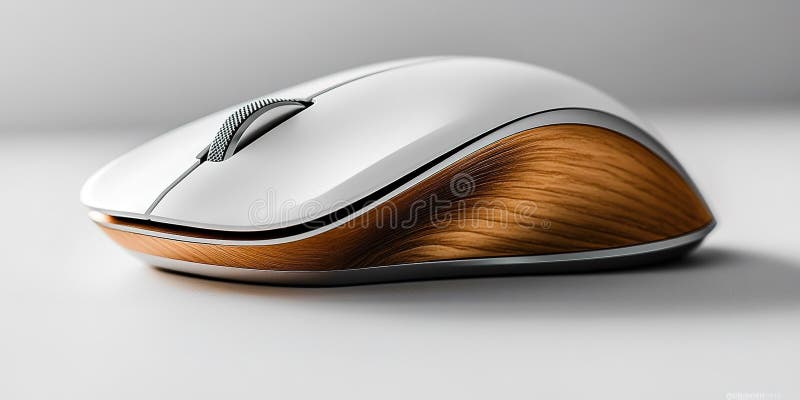 Drahtlose Maus mit glänzender Holzbearbeitung mit modernster Technik und elegantem Touch für Ihren Arbeitsbereich vektor abbildung