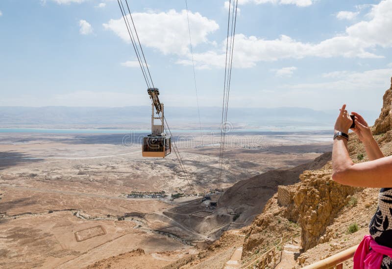 Drahtseilbahn bis zum masada in Israel stockfotos Drahtseilbahn bis zum masada in Israel stockfotos