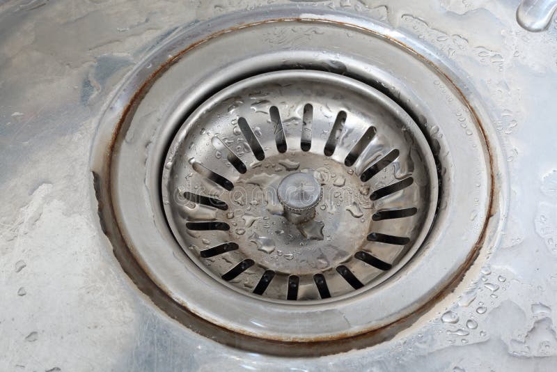 Drain Hole with Plug in the Metal Sink Stock Photo - Image of ...