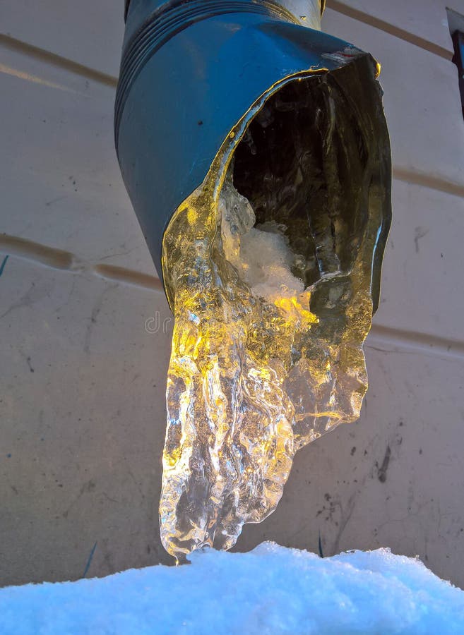 Drain Pipe with Frozen Water Stock Photo Image of snow, metal 86369490