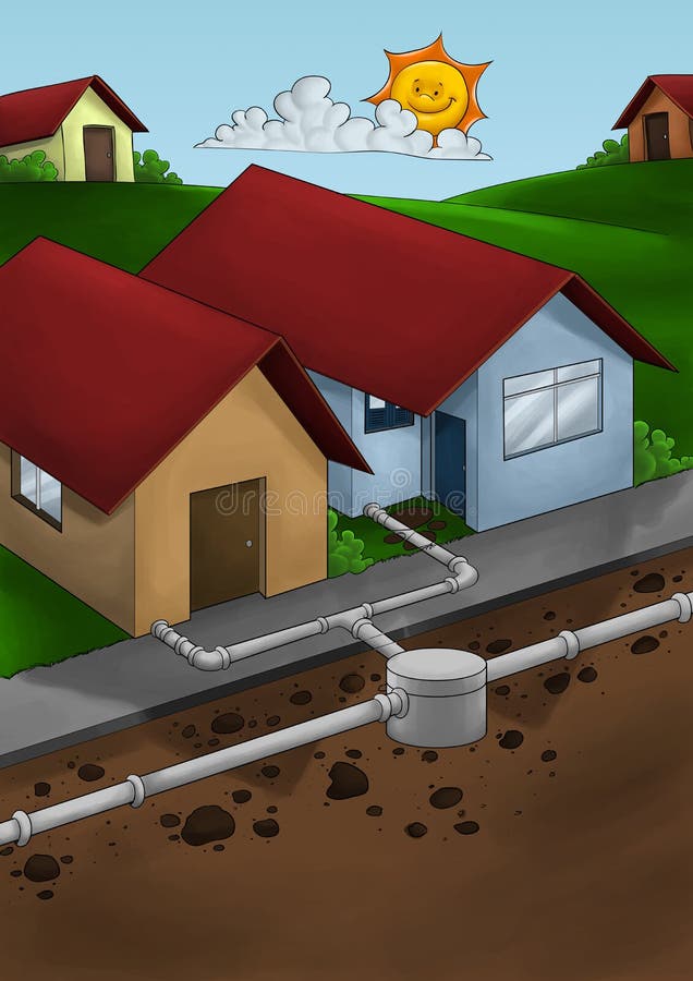 Drain system house stock illustration Drain system house stock illustration