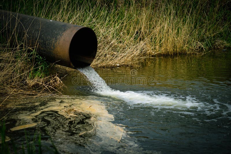 Draining Sewage from Pipe into River, Pollution Rivers and Ecology ...