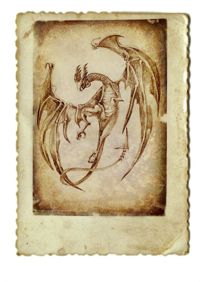 Pencil drawing - a flying dragon mystical and traditional. Pencil drawing - a flying dragon mystical and traditional