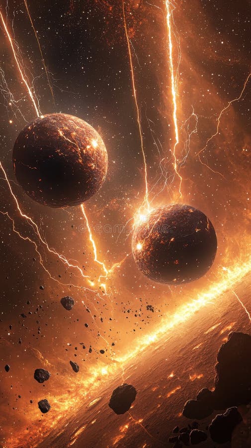 A dramatic capture of a meteor shower with bright meteors lighting up the night sky royalty free illustration