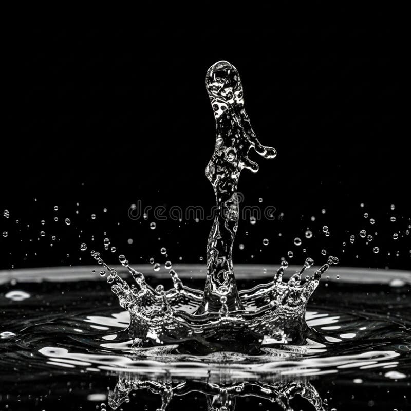 Dramatic capture of a water splash in monochrome against a black background vector illustration