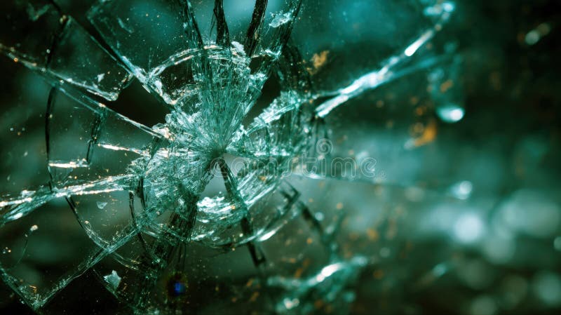 Close Up Shattered Glass Central Impact Point Stock Photos - Free