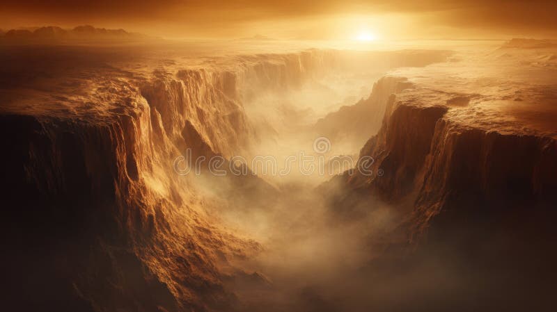 Dramatic Desert Canyon Sunset Landscape vector illustration
