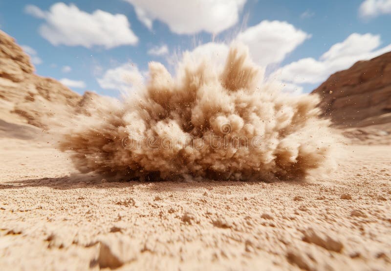 Dramatic desert explosion cloud royalty free illustration