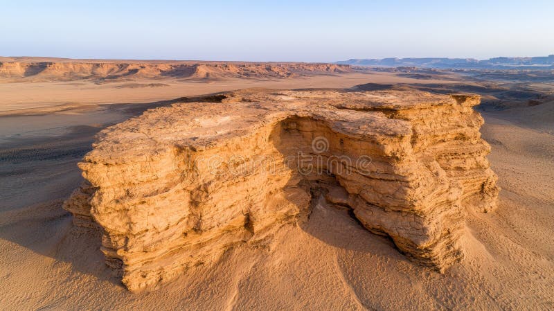 Dramatic desert landscape with rugged rock formations stock illustration