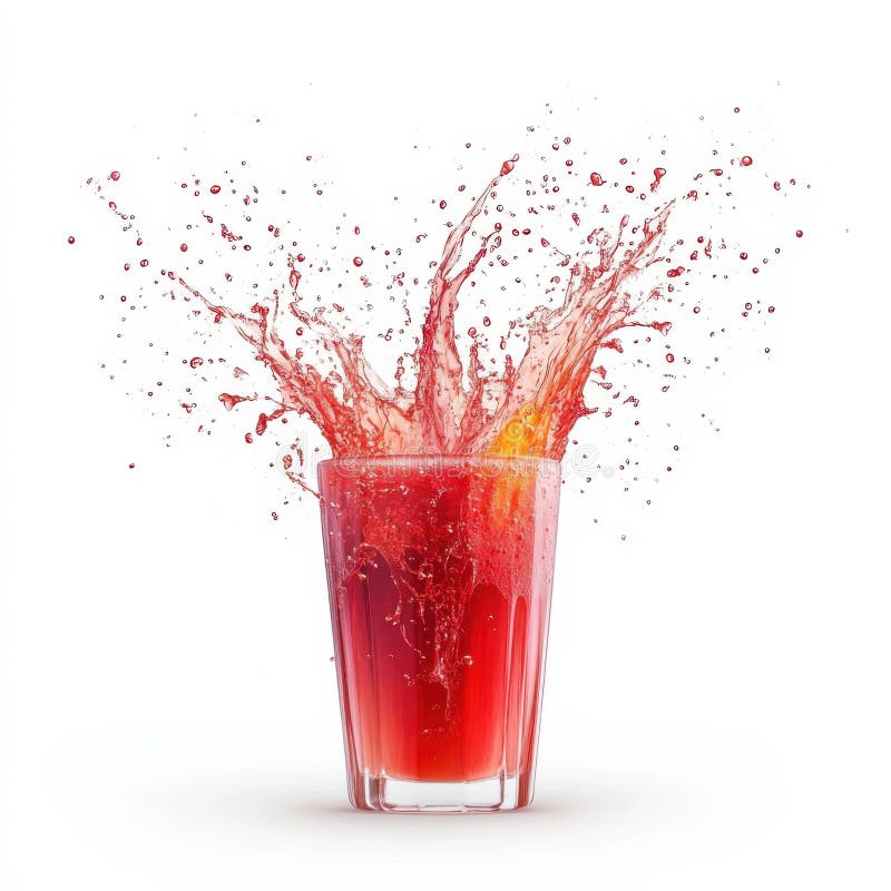 Dramatic explosion of fresh fruit punch in clear glass cup a dynamic splash vibrant red bursts from showcasing refreshing and vector illustratie