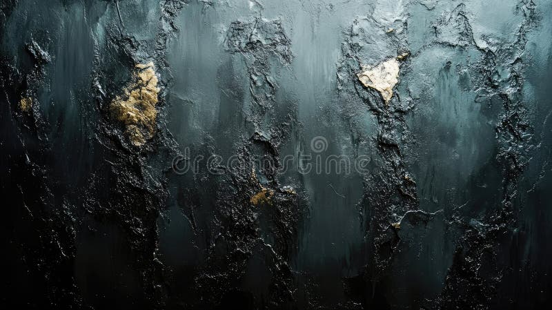 Dark Abstract Texture with Gold Leaf Accents royalty free illustration