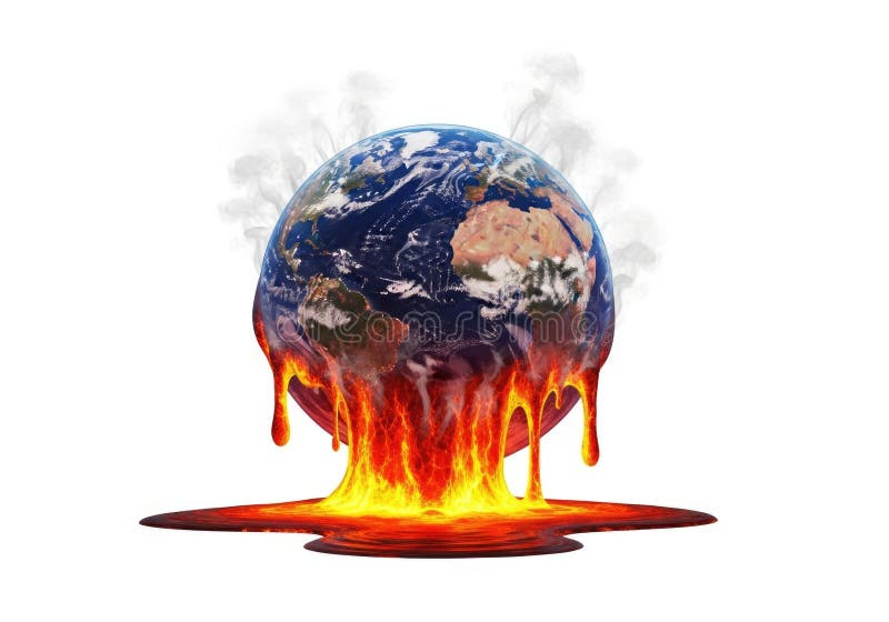 Earth melting with lava and smoke royalty free illustration