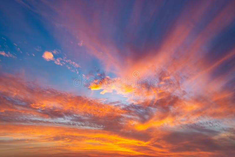 Dramatic Orange Sky with Clouds Sunset Background Stock Image - Image of  morning, reflection: 195576223