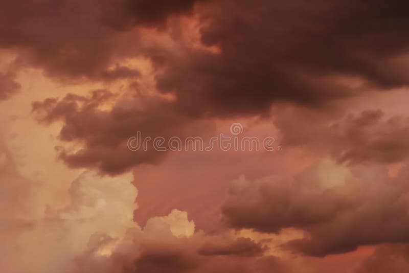 Dramatic panorama aerial view of storm clouds and purple twilight sky before raining. Image for meteorology presentation and report royalty free stock photos