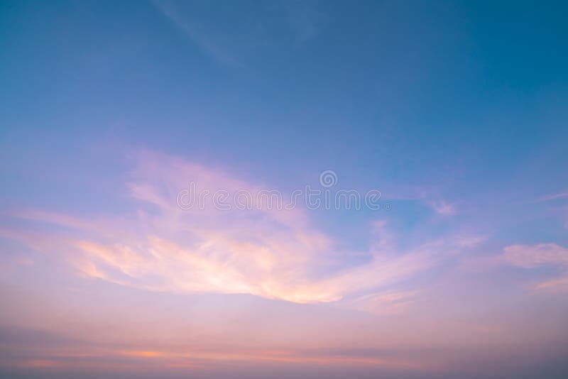 Dramatic pink and blue sky and clouds abstract background. Art picture of orange clouds texture. Beautiful sunset sky. Sunset sky stock photography