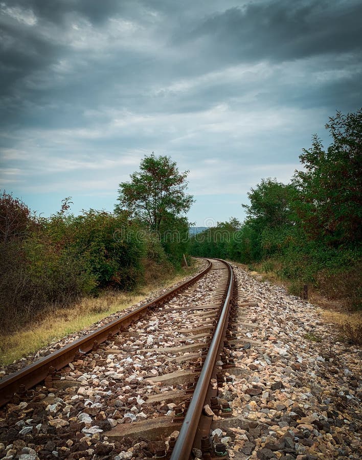 Dramatic Scene of Eastern Europe Railroad Tracks Stock Photo Image of