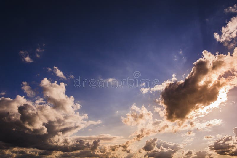 Dramatic sky with colorful clouds stock photography