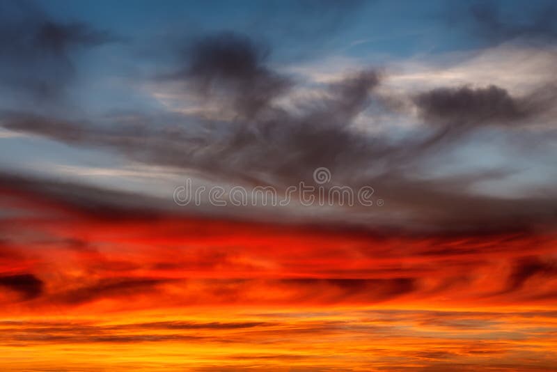 Dramatic sky, vibrant cloud formation at sunset