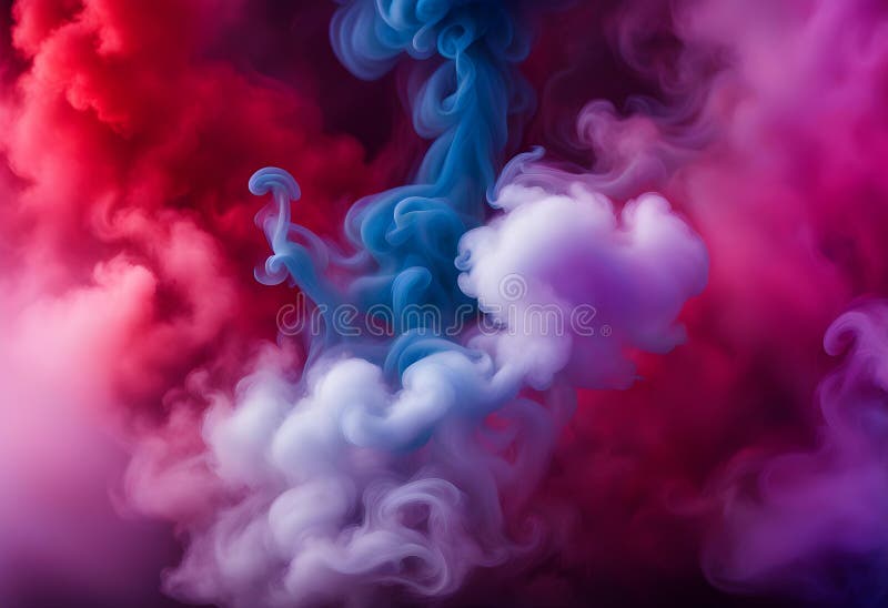 Dramatic smoke and fog in contrasting vivid red, blue royalty free illustration