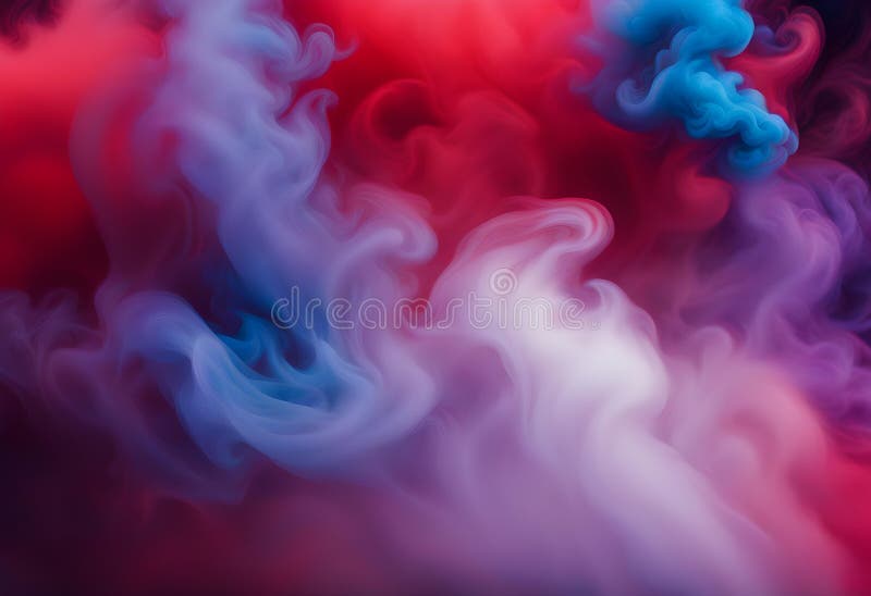 Dramatic smoke and fog in contrasting vivid red, blue vector illustration