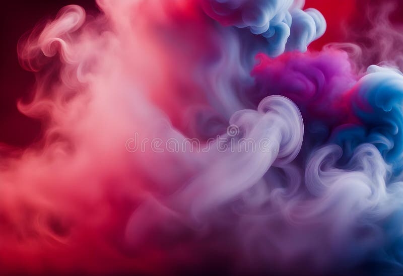 Dramatic smoke and fog in contrasting vivid red, blue vector illustration