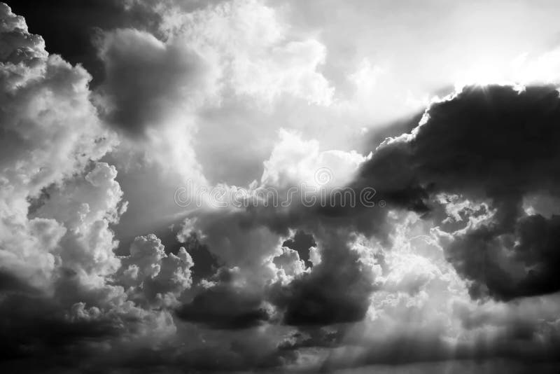 The dramatic storm Cloud and the evening sky in Black and White stock photos The dramatic storm Cloud and the evening sky in Black and White stock photos