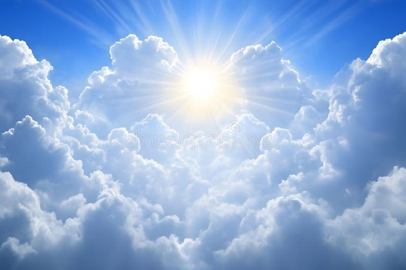 Golden Sun Rays Bursting Through Clouds Good Resolution Stock Photo vector illustration