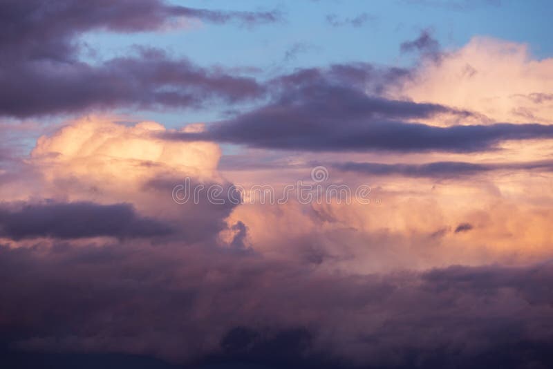 Dramatic Sunrise, Sunset Pink Violet Sky with Clouds Background Texture ...