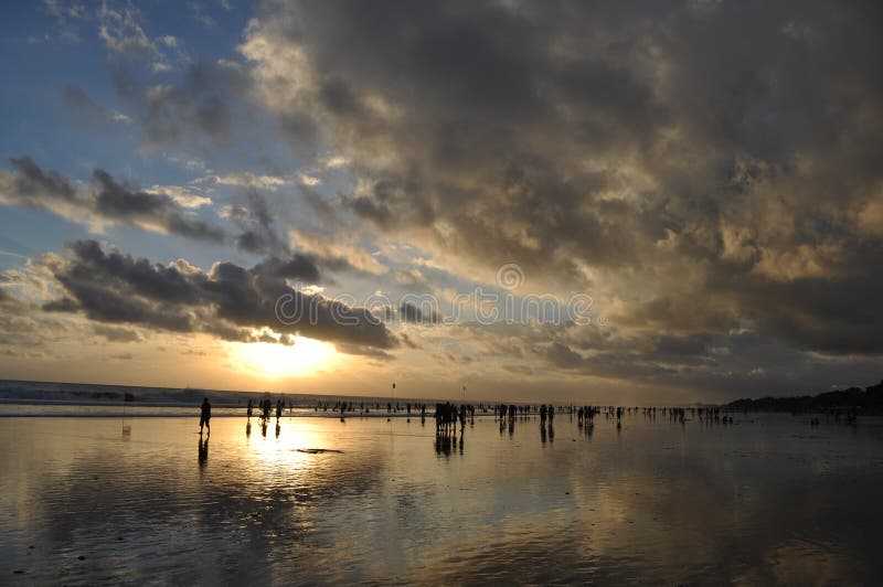Dramatic sunset Bali Beach