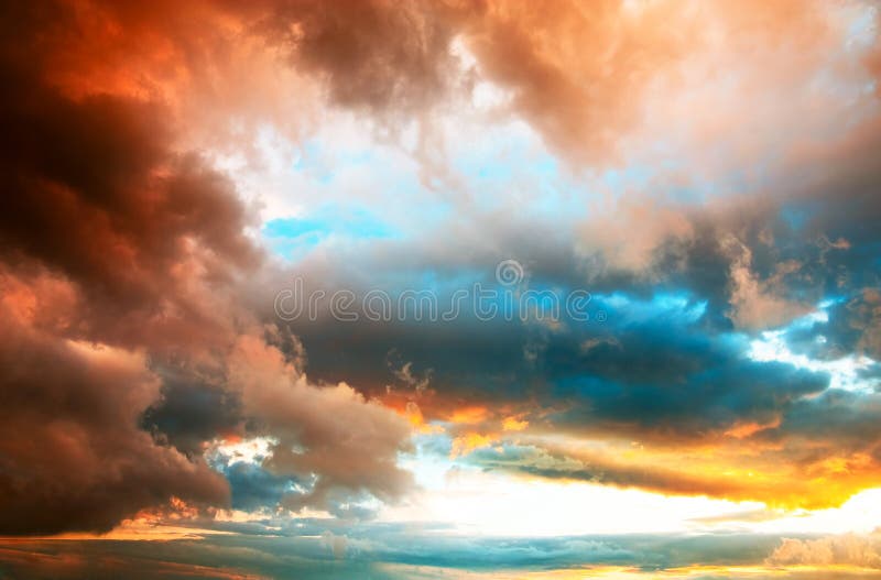 Dramatic sunset cloudscape stock photography