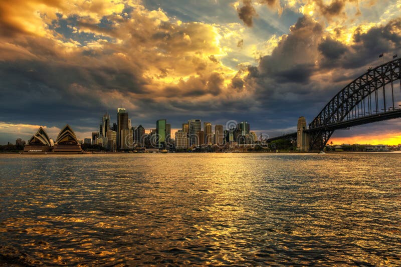 Dramatic sunset sky above Sydney royalty free stock photo Dramatic sunset sky above Sydney royalty free stock photo