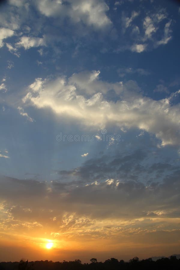 Dramatic Sunset Sky, Vertical Format Stock Image Image of scene