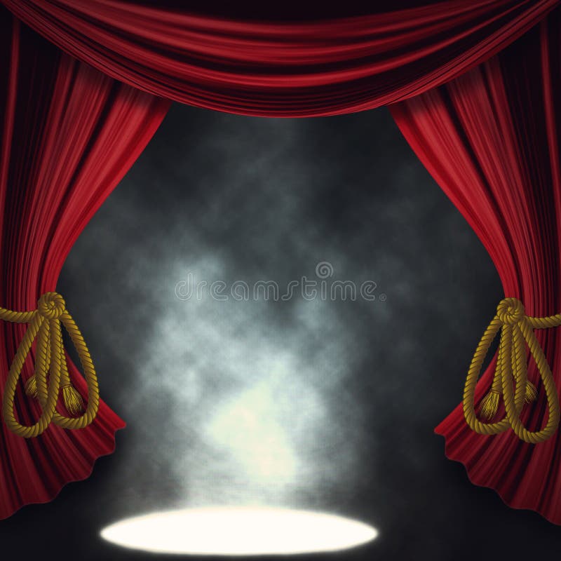 Dramatic Theater Stage with Spotlights Stock Illustration